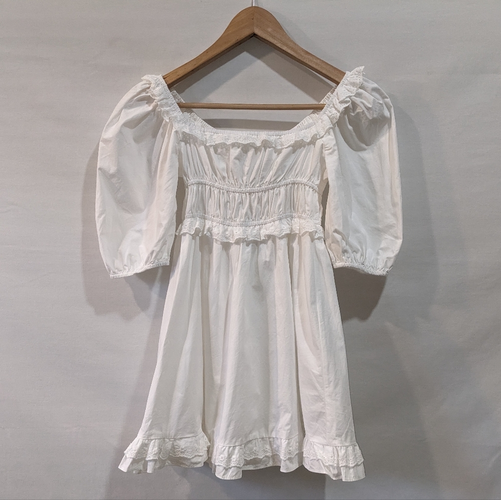 Altar'd State 100% Cotton White Puff Sleeve Dress Size XS - Picture 10 of 12